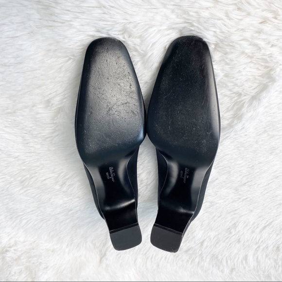 Salvatore Ferragamo Vintage Nero Square Cranny Block Heels Women's Size 8.5B - Picture 11 of 12